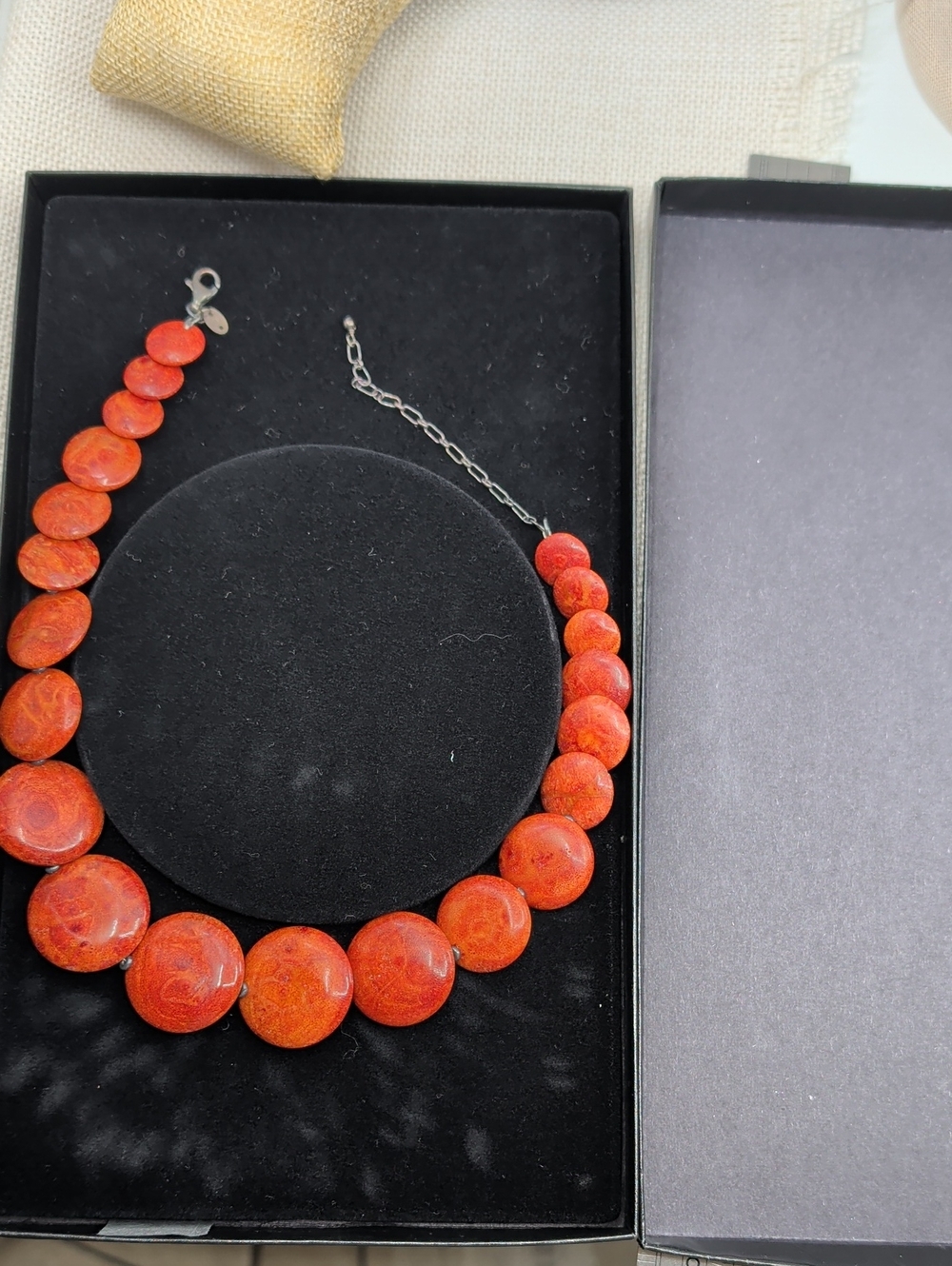 Vintage Sponge Coral 925 Sterling Silver Graduated Disc Adjustable Necklace - Picture 7 of 16
